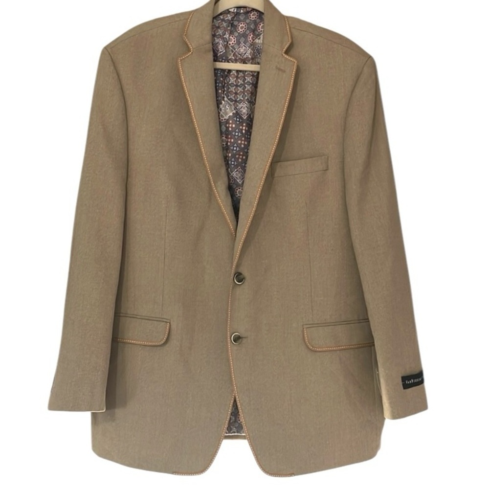 Van Heusen Studio Tan Two Button Blazer Paisley Lined Size 48R NWT Business